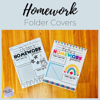 Preview of Homework Folder Cover Sheet Color and Black & White Versions Printer Friendly