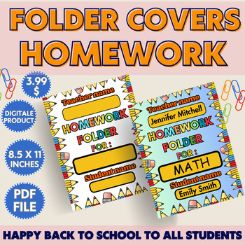 Preview of Homework Folder Covers | Perfect for Take-Home Organize your lesson papers .
