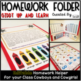 Homework Folder Editable - Western Theme {Giddy Up and Learn}