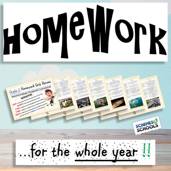 Preview of Homework Grids | Grade 2 | Homework For The Whole Year