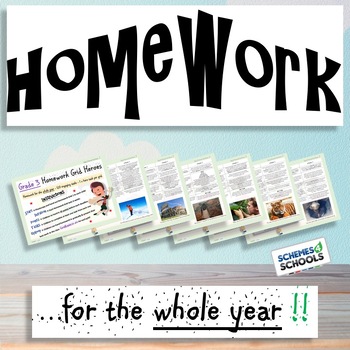 Preview of Homework Grids | Grade 3 | Homework For The Whole Year
