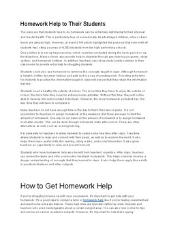 Preview of Homework Help to Their Students