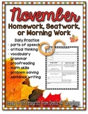 Homework, Seat Work, or Morning Work for November