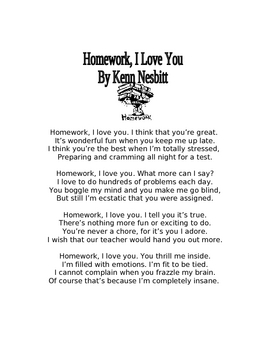 i love to do my homework poem