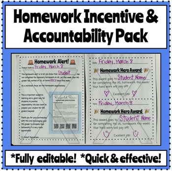 Preview of Homework Incentive & Accountability Pack