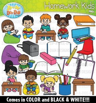 Preview of Homework Kids Clipart {Zip-A-Dee-Doo-Dah Designs}
