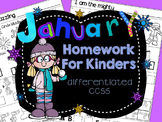 Homework Kindergarten January No Prep Printables Differentiated