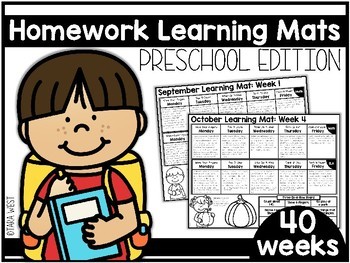Preview of Homework Learning Mats: Preschool Edition Distance Learning