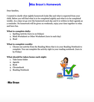 letter for missing homework