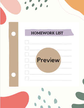 Preview of Homework List Print Out