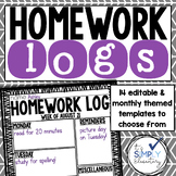 Homework Log  - Editable and monthly