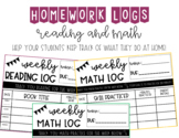 Homework Log for Reading and Math - Two Versions - Black a
