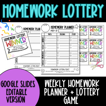 Preview of Homework Lottery | Homework Planner | EDITABLE