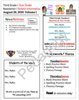 Preview of Homework / Newsletter Bilingual