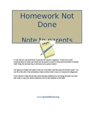 Homework Not Done Note to Parents