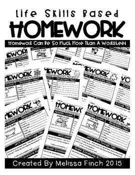 Preview of Homework Pack- Life Skills Based Homework for the Entire Year