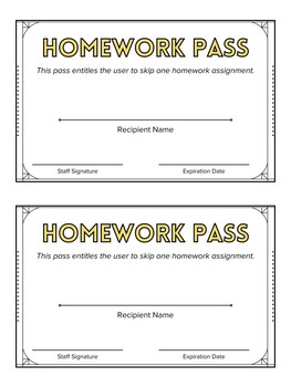 Preview of Homework Pass