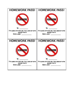 Preview of Homework Pass