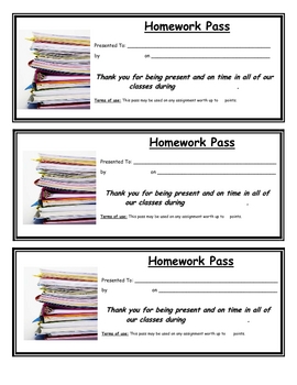 teacher pay teacher homework pass