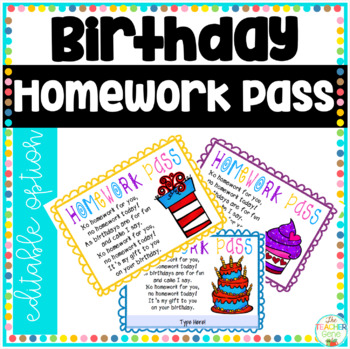 birthday homework pass template
