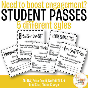 Preview of Homework Pass, Exit Ticket Pass, Extra Credit + More!