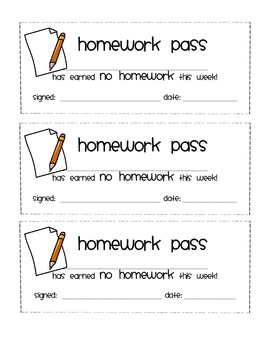 printable homework pass template