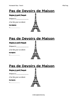 homework pass in french