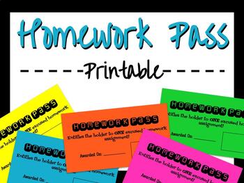 homework pass printable template