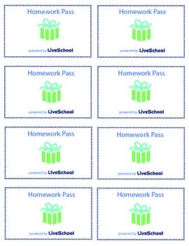 homework pass cards