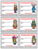 Homework Pass *Superhero* Theme