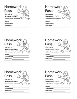 editable homework pass template free