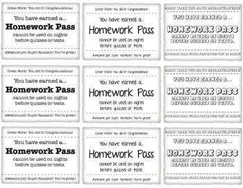 homework passes teachers pay teachers