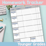 Homework Planner & Tracker ( Younger Grades )