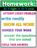 FREE Homework Poster for the Middle School or High School 