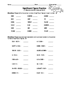 Preview of FREE Homework: Practice with Significant Figure Counting and Calculations