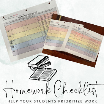 Preview of Homework Priority Checklist/Organization/Executive Function/Checklist/Tutor