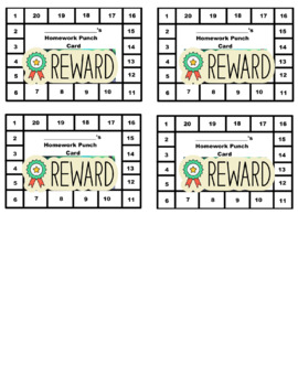 Preview of Homework Punch Card/Reward