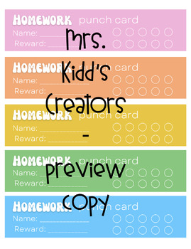 Preview of Homework Punch Cards