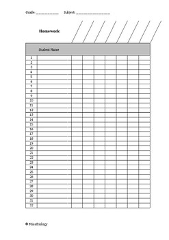 homework recording sheet for students