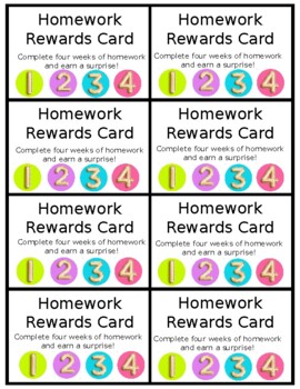 Preview of Homework Rewards Card