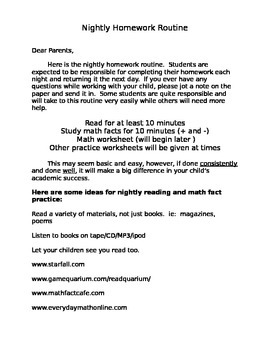 homework club parent letter