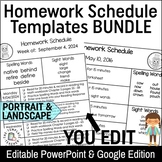 Homework Schedule Templates BUNDLE