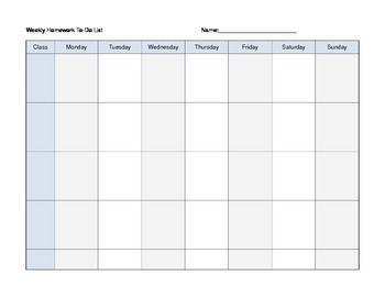 Preview of Homework Sheet Tracker