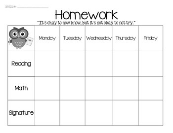 Homework Sheet for Learning Support by Em Wiest | TPT