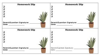 homework slips printable