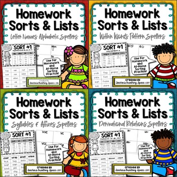 Preview of Homework Sorts and Lists BUNDLE | Words Their Way