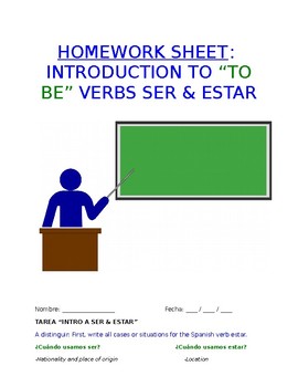 Preview of Homework Sp1-Sp5 - Intro a ser & estar: Case, Conjugate, Translate
