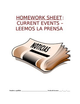 Preview of Homework Sp5 - Noticias actuales: Summarize and Analyze Spanish Article