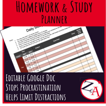 Preview of Homework/Study Plan Template