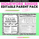Homework (TEAM) Binder & Parent Pack - EDITABLE